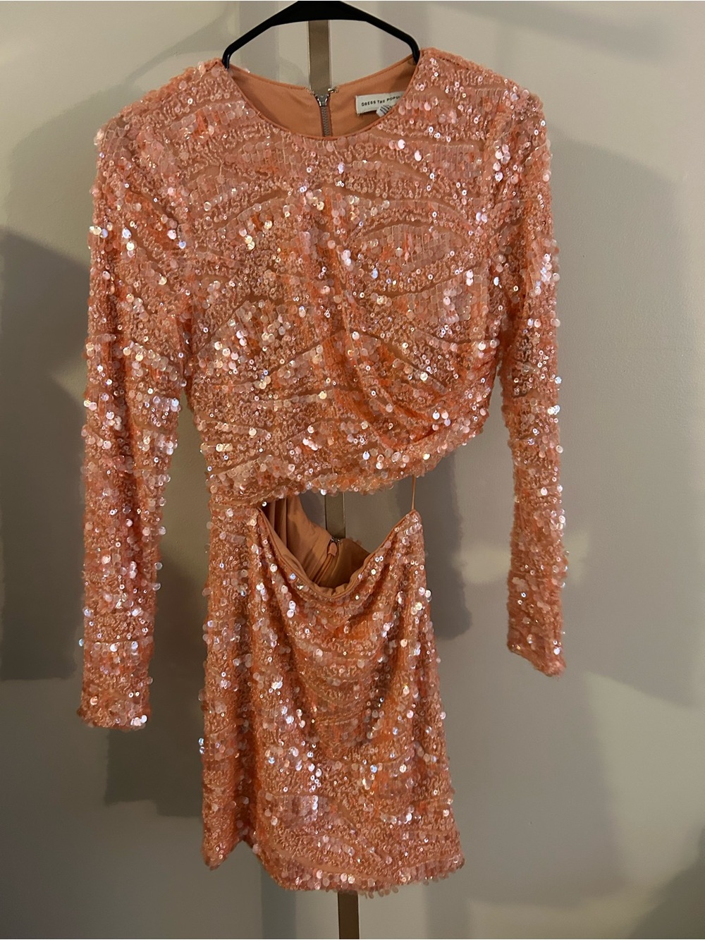 NWOT Dress the Population Peach Sequin Mini Dress